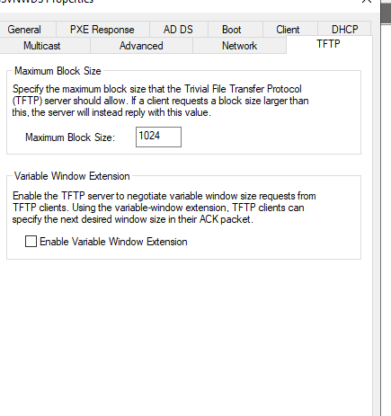 Wds tftp variable window extension